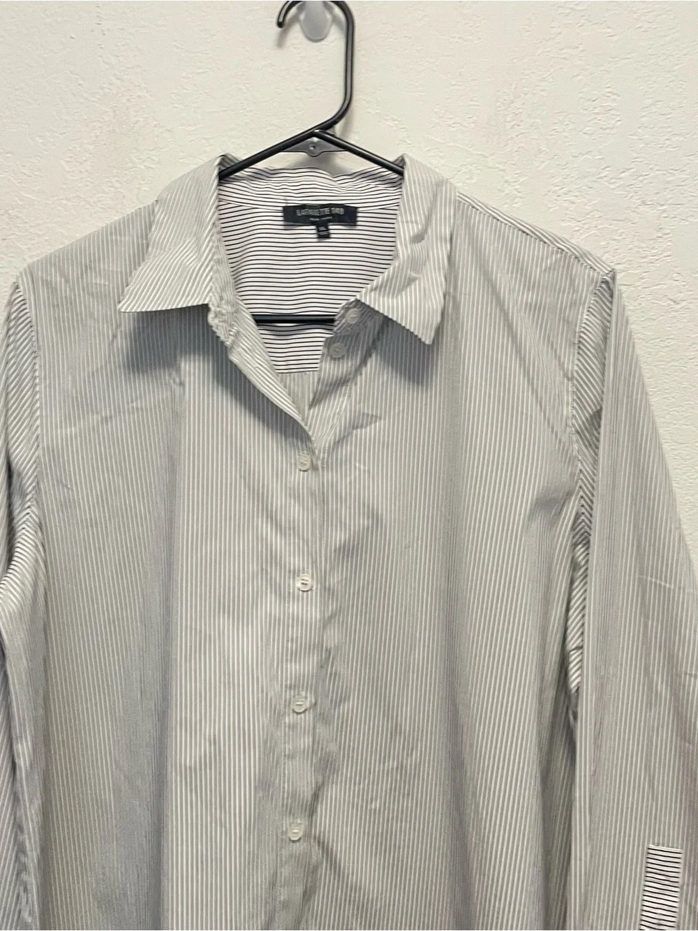 Lafayette 148 New York Black & White Pinstripe Button Down Shirt Blouse Sz XL - Picture 2 of 6